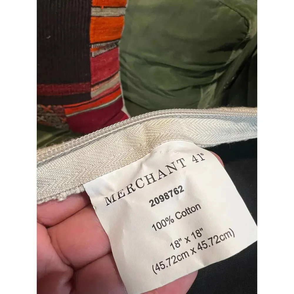Merchant 41 Gray Mudcloth Boho Pillow 18x18 Down Insert Included